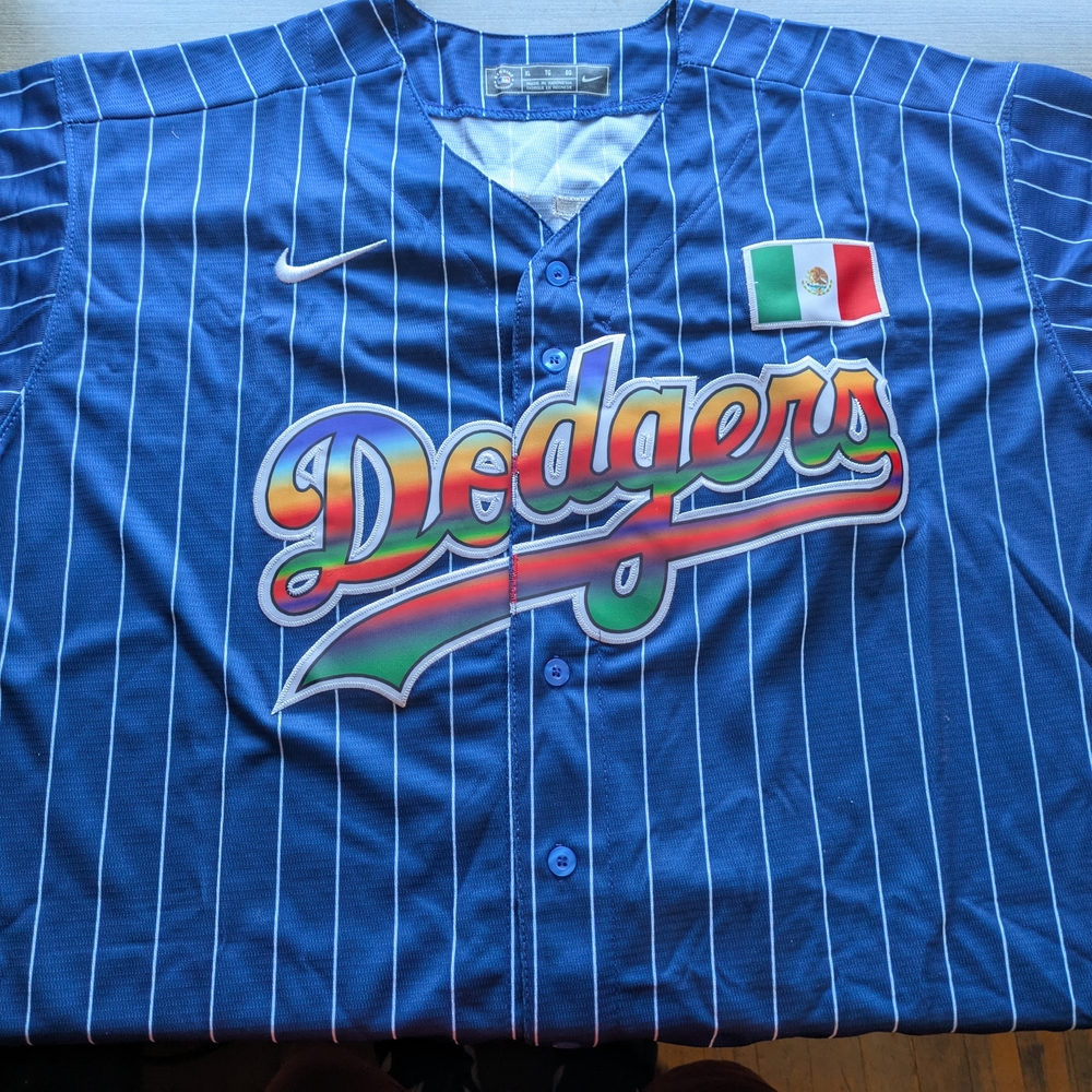 Nike Dodgers Blue Pinstripe Jersey